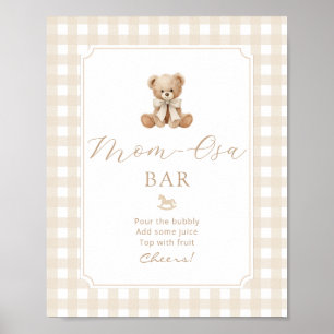 Poster urso de pelúcia barra Momosa xadrez neutro