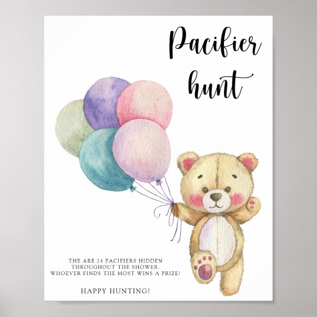 Poster Urso de pelúcia - caça ao chupeta jogo de baby sho (Frente)