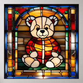 Poster Urso de Pelúcia com Efeito de Vitral Design para D