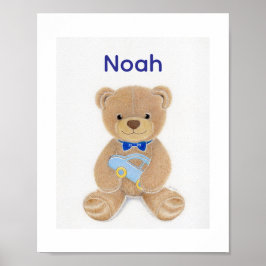 Poster Urso de pelúcia com nome personalizado do menino B