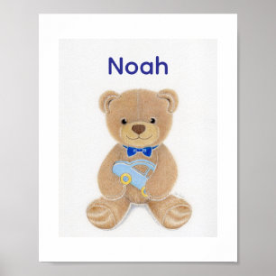 Poster Urso de pelúcia com nome personalizado do menino B