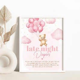 Poster Urso de pelúcia cor-de-rosa fraldas noturnas