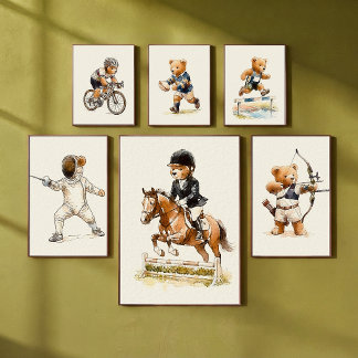 Poster Urso de Pelúcia Corredor de Obstáculos Desporto An