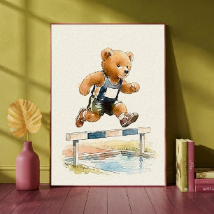 Poster Urso de Pelúcia Corredor de Obstáculos Desporto An