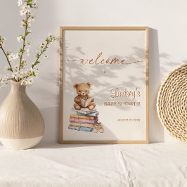 Poster Urso de pelúcia da história de bebê Boho Bem-vindo