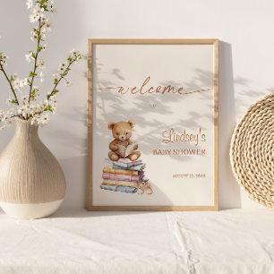 Poster Urso de pelúcia da história de bebê Boho Bem-vindo