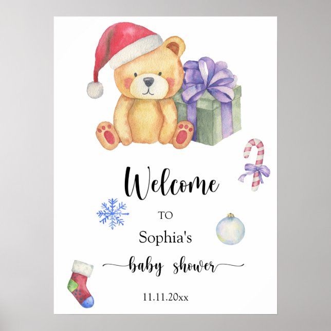 Poster Urso de pelúcia de inverno - Chamada para festa de (Frente)