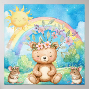 Poster Urso de pelúcia e ratos arco-íris Sonhos Doces Ber