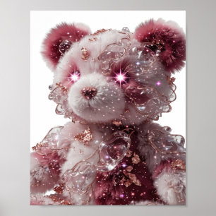Poster Urso de pelúcia estiloso dourado com GEM ENCRUSTAD
