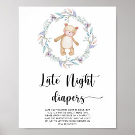 Poster Urso de pelúcia \ Jogo de fraldas tarde da noite