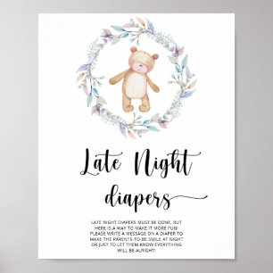 Poster Urso de pelúcia \ Jogo de fraldas tarde da noite