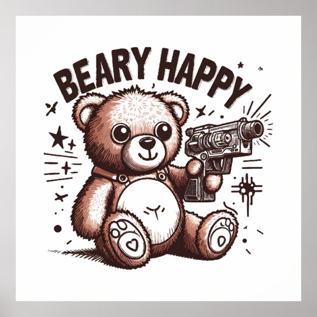 Poster Urso de Pelúcia Muito Feliz (Frente)