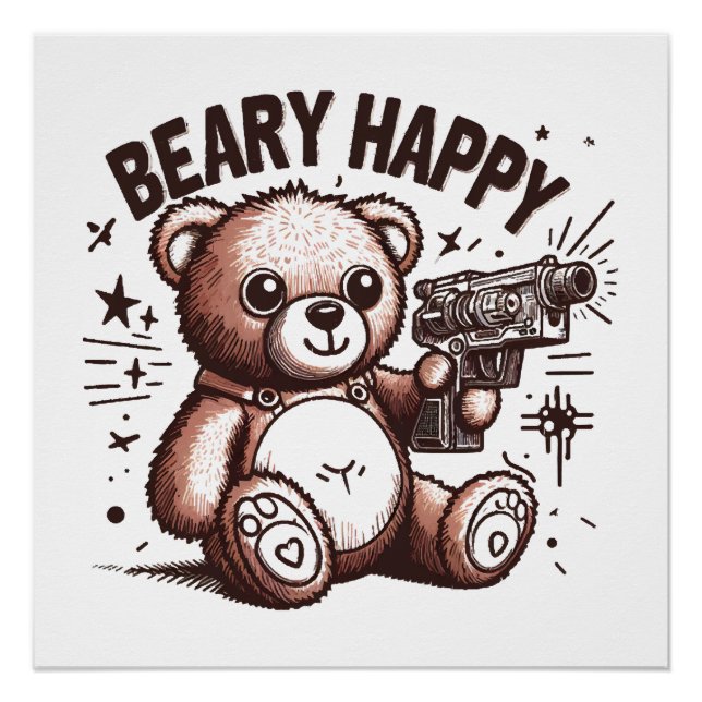 Pôster Urso de Pelúcia Muito Feliz (Frente)