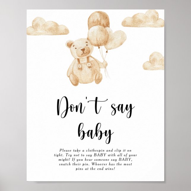 Poster Urso de pelúcia Não diga bebê (Frente)
