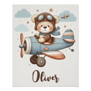 Pôster Urso de Pelúcia Piloto Caprichoso Personalizado