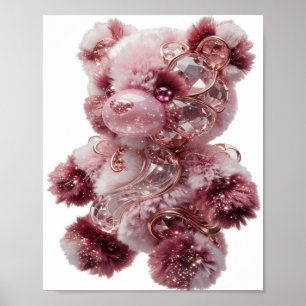 Poster Urso de pelúcia prateado da moda BELÍSSIMO
