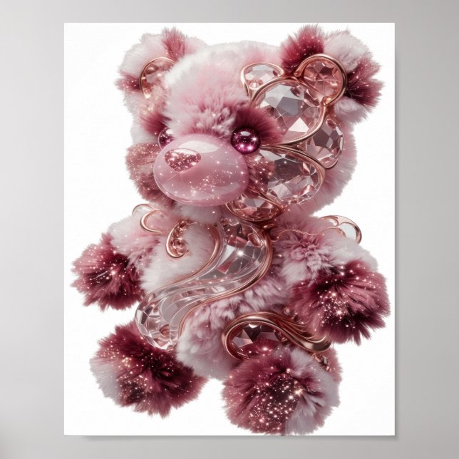 Poster Urso de pelúcia prateado da moda BELÍSSIMO (Frente)
