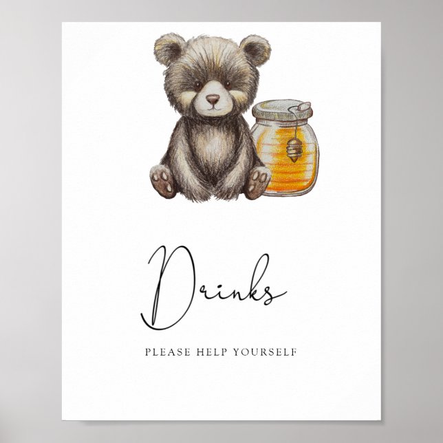 Poster Urso de pelúcia querido - Bebidas sirvam-se (Frente)