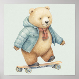 Poster Urso de pelúcia sobre conselho skate