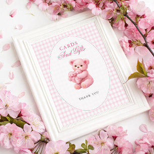 Poster Urso de pelúcia xadrez rosa Churrasco de bebê neut