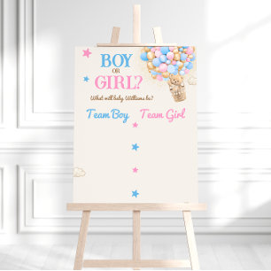 Poster Urso de Revelação de Gênero Rosa Azul Sinal de Vot