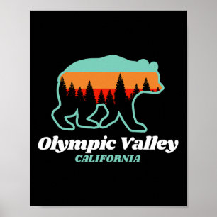 Poster Urso de Snowboard do Vale do olimpiadas da Califór