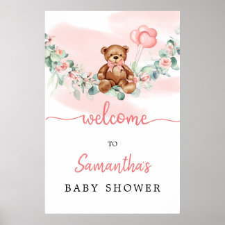 Poster Urso de Teddy com Balões - Sinal de Boas-vindas