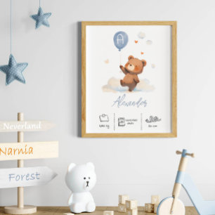 Poster Urso de Teddy Personalizado com Enfermeiro de Balõ