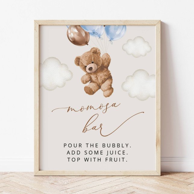 Poster Urso de Teddy, Urso de Bebê, Balões Azuis, Bar Mom (Criador carregado)