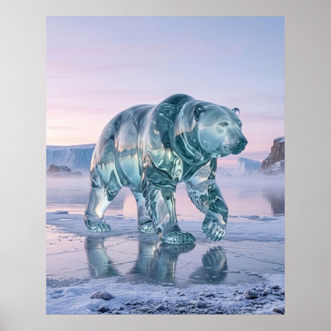 Poster Urso de Vidro Aurora Ártica (Frente)