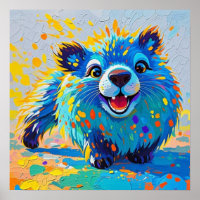 Urso Desenho de arte animal abstrata colorida
