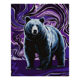 Pôster Urso Design Poster de Parede Arte Puro Azul