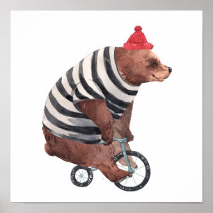 Poster Urso do divertimento da bicicleta
