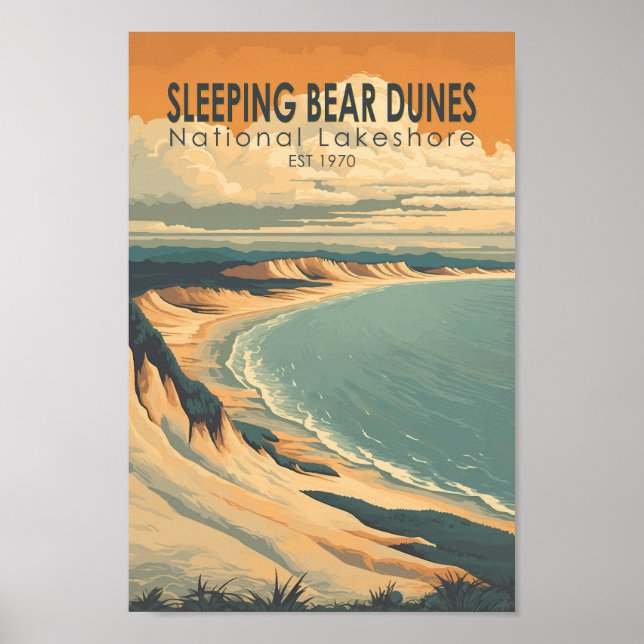 Poster Urso Dormindo Dunas de Lakeshore Viagem Art Nacion (Frente)