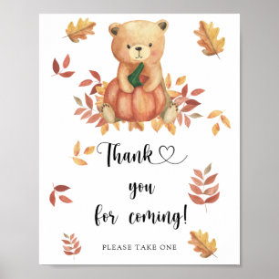 Poster Urso e abóbora \ Obrigado por vir Cartaz