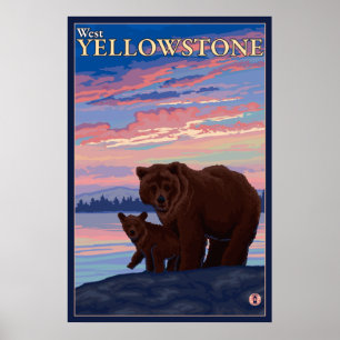 Pôster Urso e Cub - Yellowstone ocidental, Montana