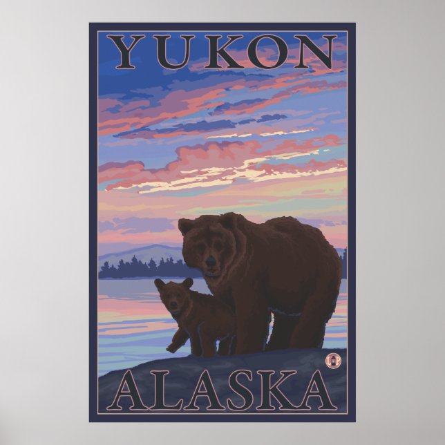 Poster Urso e Cub - Yukon, Alasca (Frente)