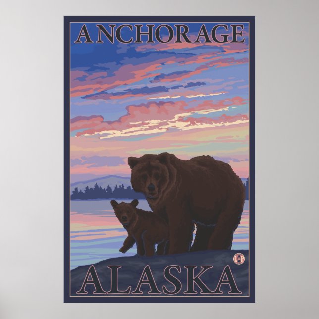 Pôster Urso e Cubo - Anchorage, Alasca (Frente)