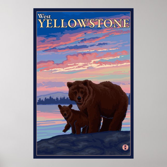 Pôster Urso e Cubo - West Yellowstone, Montana (Frente)