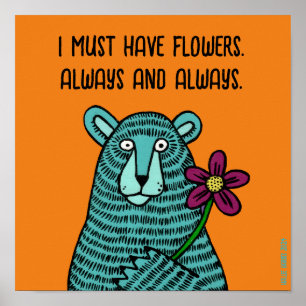 Poster Urso e Flor