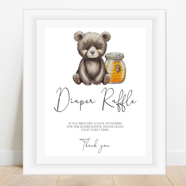Poster Urso e pote de mel - rifa de fralda (Criador carregado)