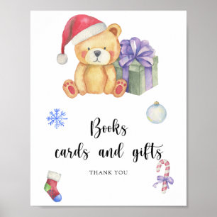Poster Urso e presente de Natal - livros cartões e presen