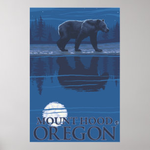 Pôster Urso em Lua - Mount Hood, Oregon