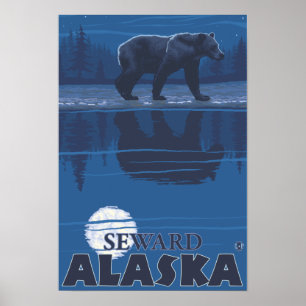 Pôster Urso em Lua - Seward, Alasca
