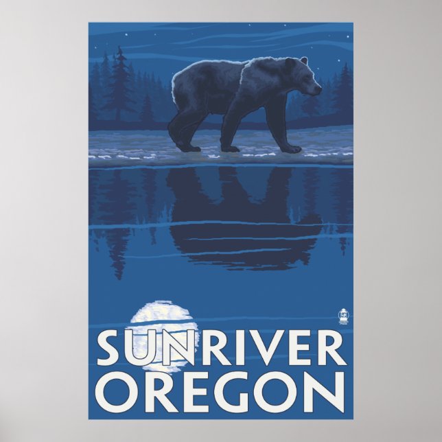 Pôster Urso em Lua - Sun River, Oregon (Frente)