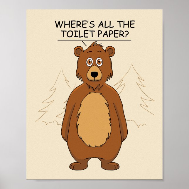 Poster Urso Engraçado com Papel de Banheiro (Frente)