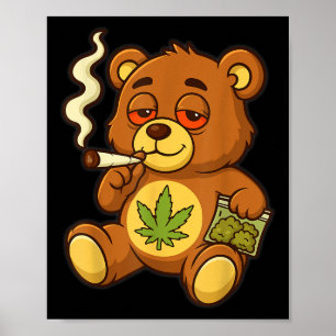 Poster Urso Engraçado, Urso Fumante Engraçado Com Folha C