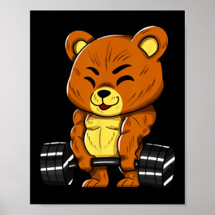 Poster Urso Fisiculturista Musculação Músculo Academia Le