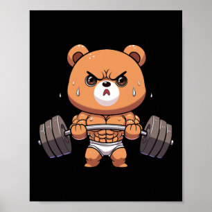 Poster Urso Fisiculturista Musculação Músculo Academia Le