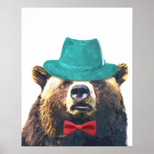 Pôster Urso fofo e engraçado para quarto de crianças nurs (Frente)